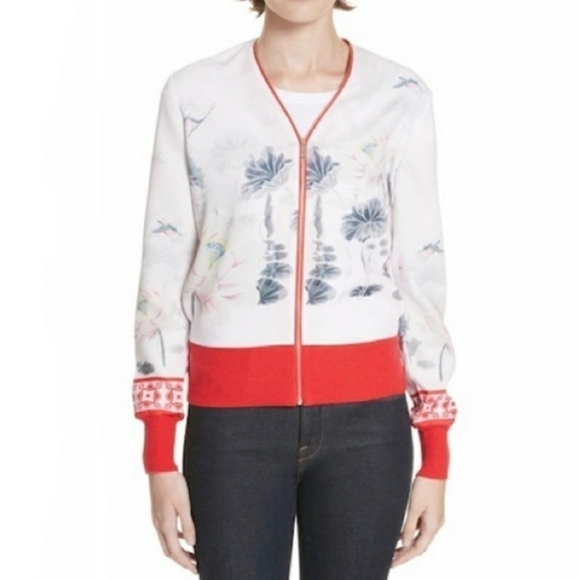 NWOT Ted Baker Illian Lake of Dreams Bomber Jacket, Size 3 - Picture 1 of 8